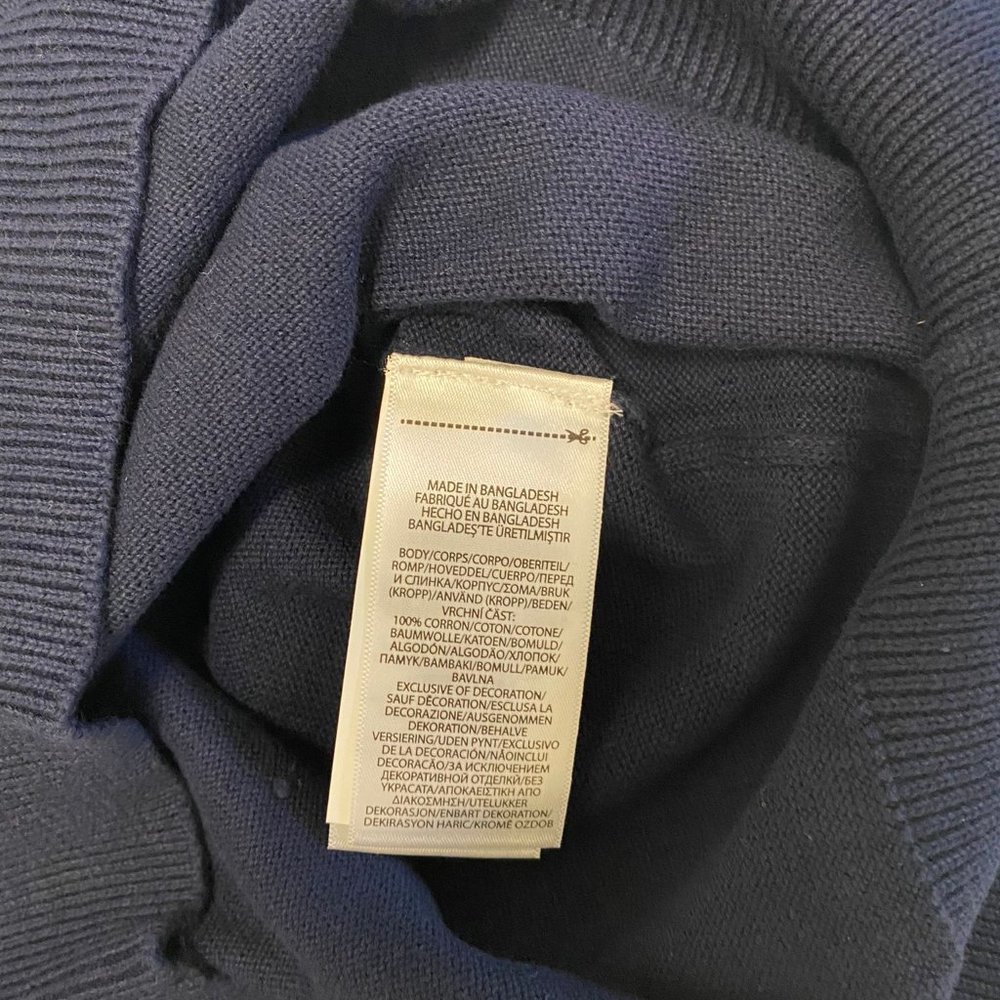 NWT Polo Ralph Lauren Men's V-Neck Wool Sweater Navy Blue Size M, L, XL - Picture 4 of 4